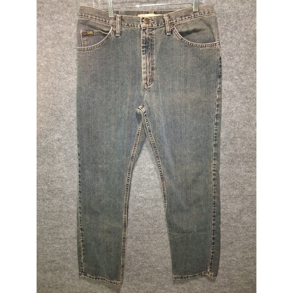 Lee Regular Fit Jeans Mens 34x32 Blue Denim Cotton Everyday Casual Pants - Picture 1 of 11